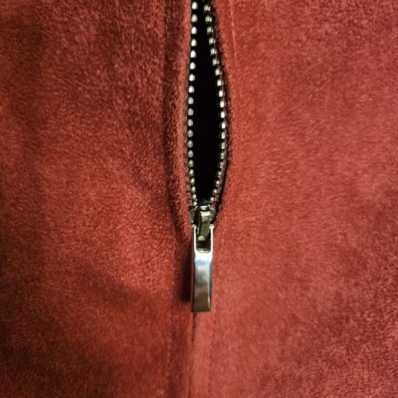 Evan Picone Faux Suede Jacket Zip Up Red Collared Blazer Jacket Women's Sz 10 - Picture 5 of 9